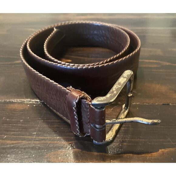 Fullum And Holt Men's Size 32 Brown Leather Belt Rugged Casual In Great Shape! - Picture 1 of 4